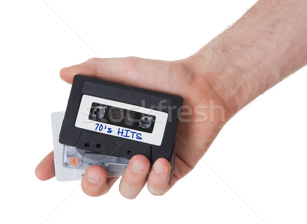 Stockfoto: Vintage · audio · cassette · tape · geïsoleerd · witte