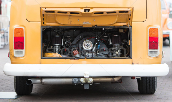 Stock photo: Vintage rv camper-van engine close-up