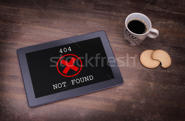 Tablet errore di 404 non internet legno Foto d'archivio © michaklootwijk