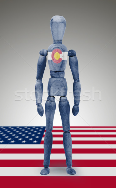 Wood figure mannequin with US state flag bodypaint - Colorado Stock photo © michaklootwijk