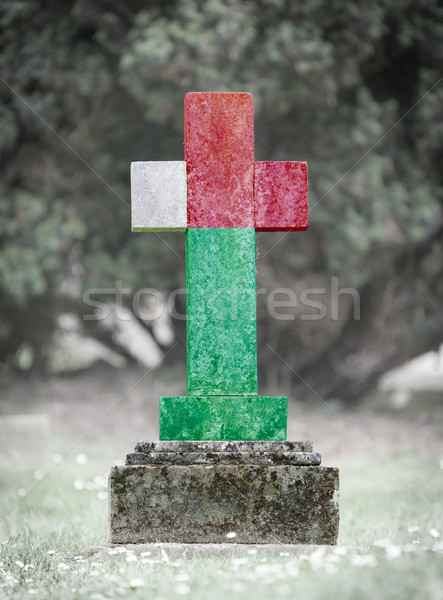 Lápida sepulcral cementerio Madagascar edad capeado bandera Foto stock © michaklootwijk