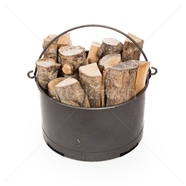 Metal coş lemne de foc izolat alb copac Imagine de stoc © michaklootwijk