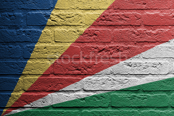 Brick wall with a painting of a flag, The Seychelles Stock photo © michaklootwijk