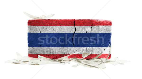 Cegły stłuczone szkło przemocy banderą Tajlandia ściany Zdjęcia stock © michaklootwijk