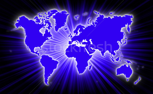 Map of world with starburst on background Stock photo © michaklootwijk