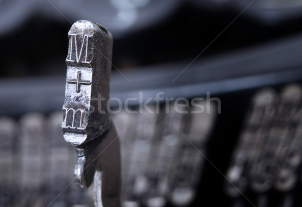 ハンマー 古い マニュアル タイプライター 冷たい 青 ストックフォト © michaklootwijk
