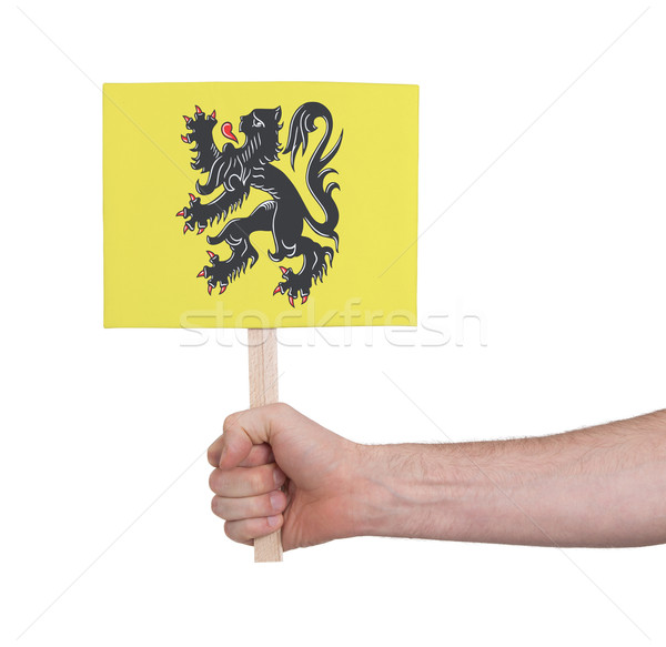 Hand holding small card - Flag of Flanders Stock photo © michaklootwijk