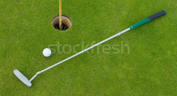 Golf hole with ball and putt Stock photo © michaklootwijk