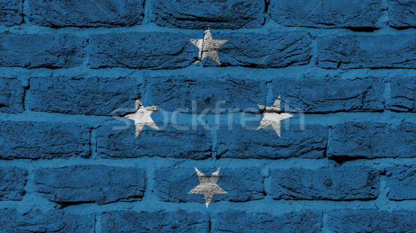 Stockfoto: Muur · textuur · oude · vlag · Micronesië · bouw