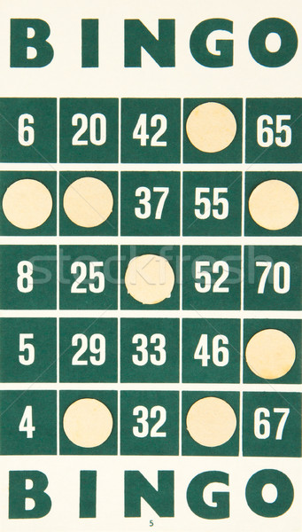 Grünen Bingo Karte isoliert benutzt weiß Stock foto © michaklootwijk