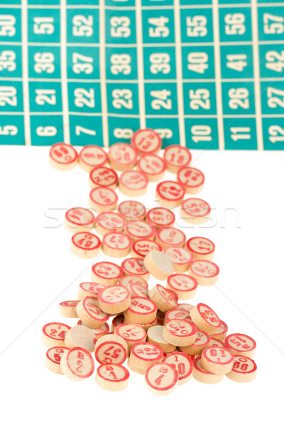 Stock photo: Wooden numbers used for bingo