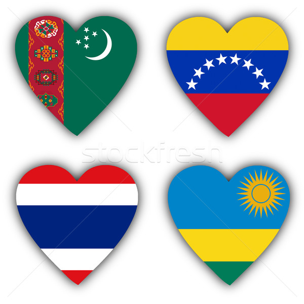 Bandeiras forma coração diferente países amor Foto stock © michaklootwijk