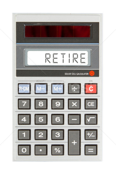 öreg számológép nyugdíjba megy mutat szöveg kirakat Stock fotó © michaklootwijk