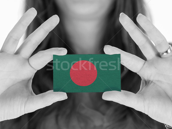 Vrouw tonen visitekaartje zwart wit Bangladesh ruimte Stockfoto © michaklootwijk