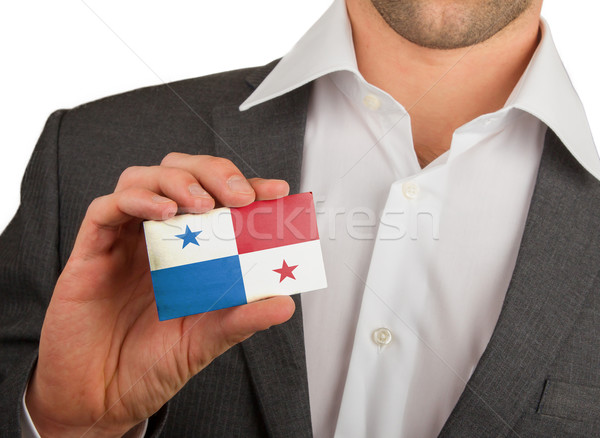 Сток-фото: бизнесмен · визитной · карточкой · Панама · флаг · работник