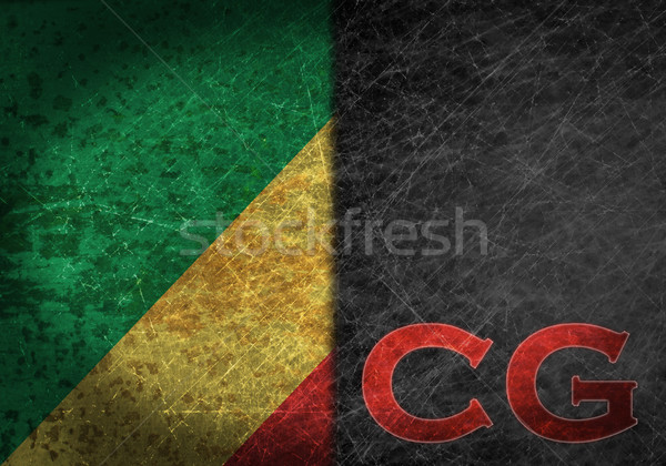 Foto stock: Velho · enferrujado · metal · assinar · bandeira · país