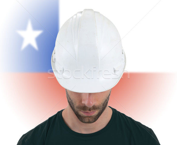 Engineer with flag on background - Chile Stock photo © michaklootwijk