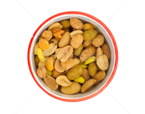 Stock photo: Fresh mixed salted nuts in a bowl, peanut mix