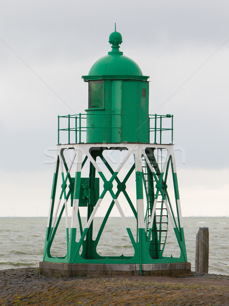 Groene licht baken nederlands haven zee Stockfoto © michaklootwijk