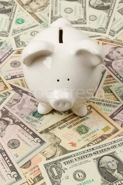 Piggy bank on dollar bills Stock photo © michaklootwijk
