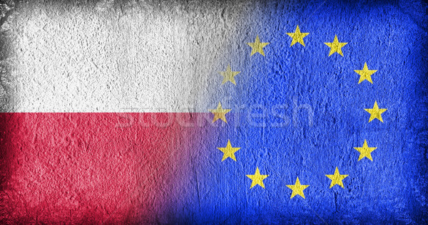 Lengyelország EU zászlók festett repedt beton Stock fotó © michaklootwijk