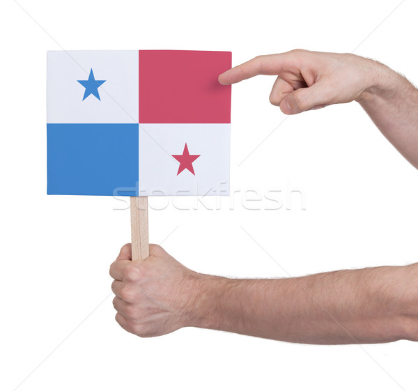 Foto stock: Mão · pequeno · cartão · bandeira · Panamá