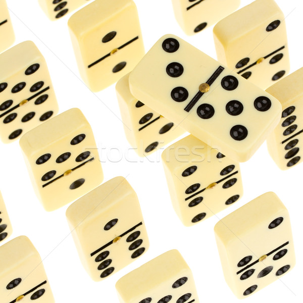 Stock photo: Domino pieces line isolated