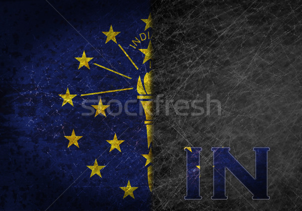 Old rusty metal sign with a flag and US state abbreviation Stock photo © michaklootwijk