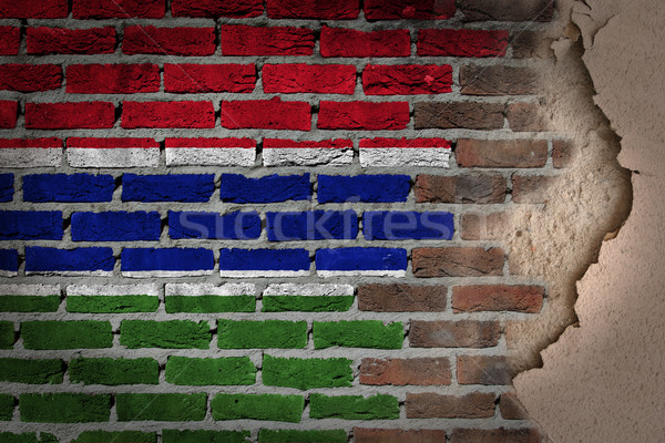 темно кирпичная стена штукатурка Гамбия текстуры флаг Сток-фото © michaklootwijk