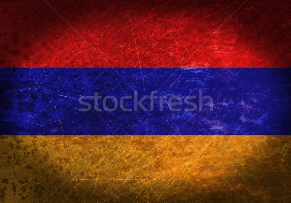 Old rusty metal sign with a flag Stock photo © michaklootwijk