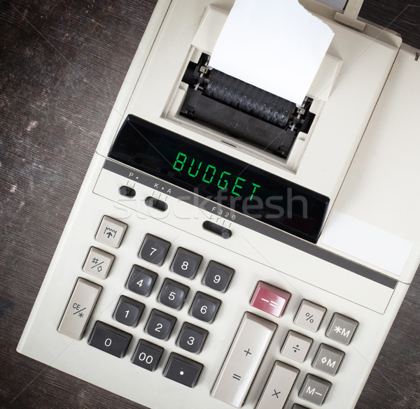 Stock photo: Old calculator showing a text