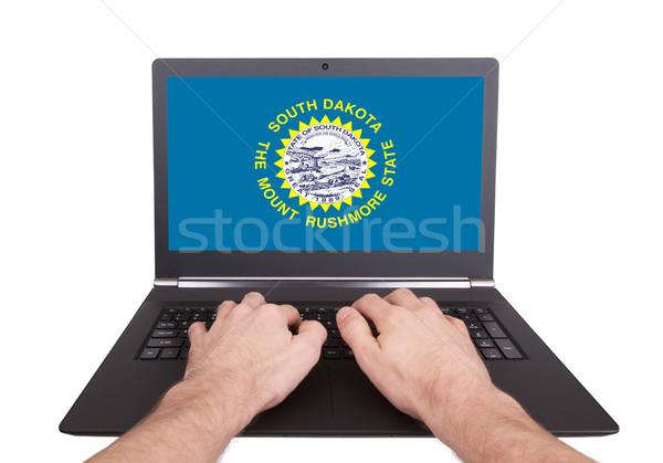 Manos de trabajo portátil Dakota del Sur Screen Foto stock © michaklootwijk