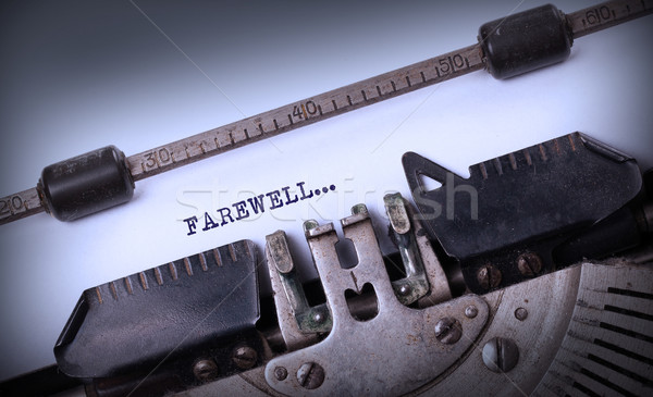 Addio parole vintage macchina da scrivere primo piano viaggio Foto d'archivio © michaklootwijk