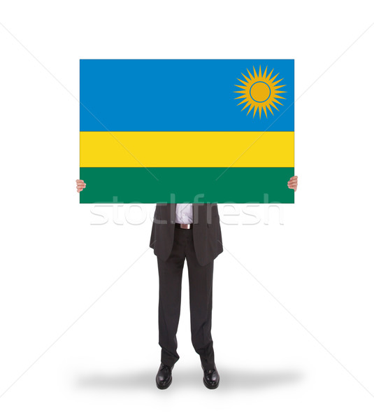 Biznesmen duży karty banderą Rwanda Zdjęcia stock © michaklootwijk