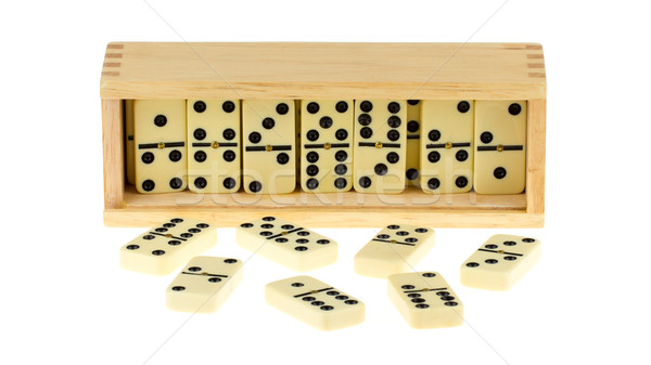 Stock photo: Domino in wooden box