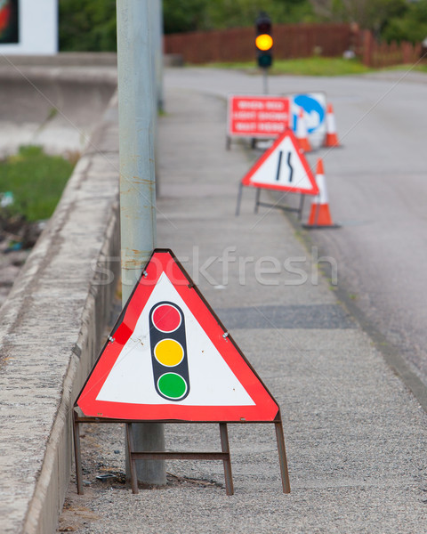 緊急 紅綠燈 簽署 道路 蘇格蘭 街頭 商業照片 © michaklootwijk