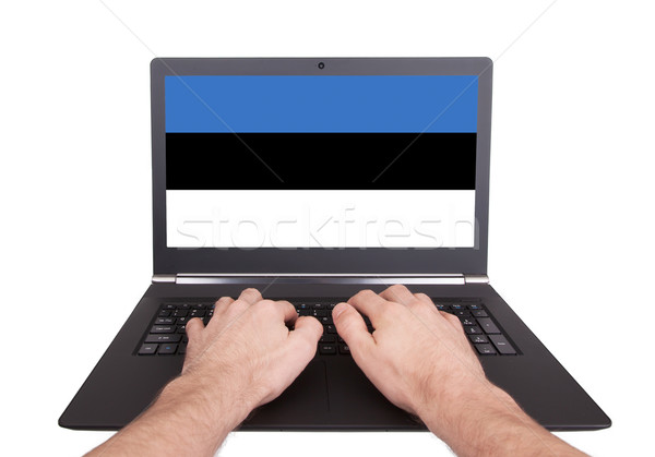 Hände arbeiten Laptop Estland Bildschirm Stock foto © michaklootwijk