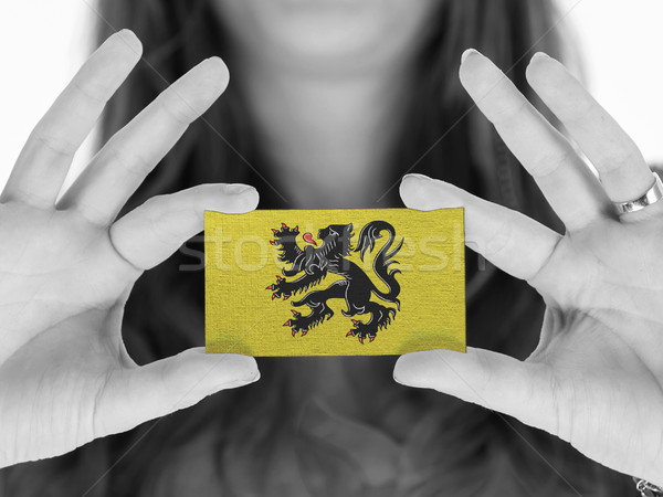 Woman showing a blank business card Stock photo © michaklootwijk