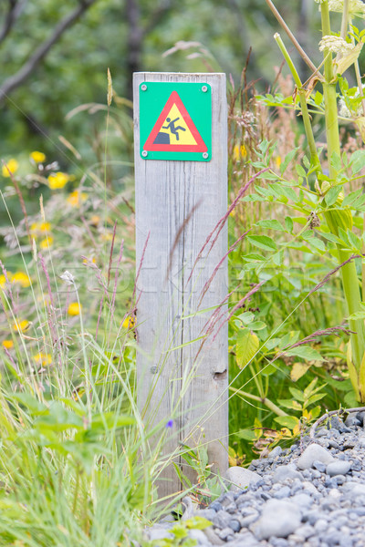 Green square sign - Warning for risk of falling Stock photo © michaklootwijk