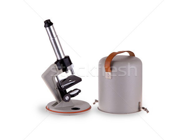 Stockfoto: Oude · microscoop · geïsoleerd · witte · medische · gezondheid