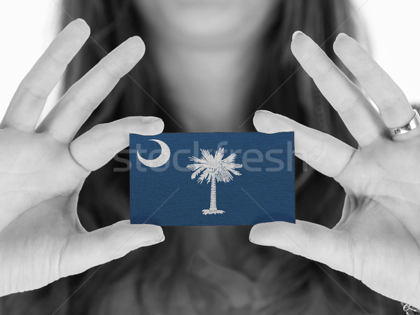 Vrouw tonen visitekaartje zwart wit South Carolina ruimte Stockfoto © michaklootwijk