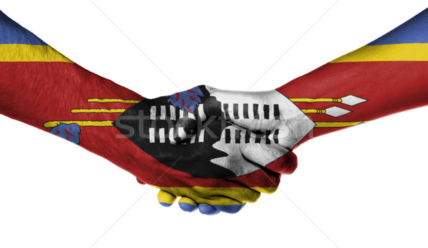 Férfi nő kézfogás zászló minta Szváziföld Stock fotó © michaklootwijk