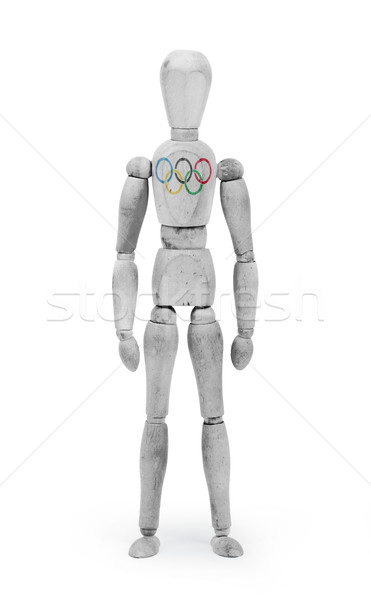 Wood figure mannequin with flag bodypaint - Olympic Rings Stock photo © michaklootwijk