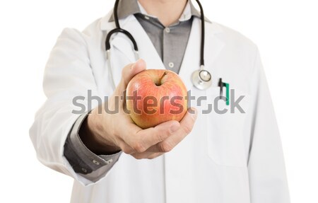 Nutritionist medic măr izolat alb birou Imagine de stoc © michaklootwijk
