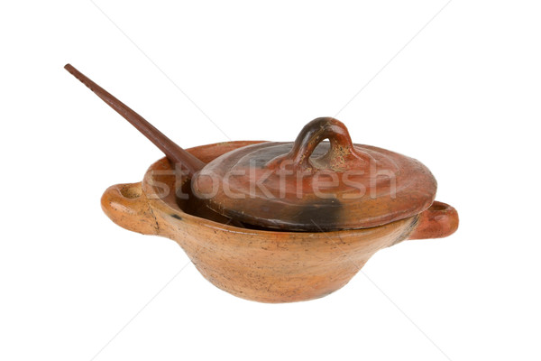 Close up view of traditional clay earthenware isolated Stock photo © michaklootwijk