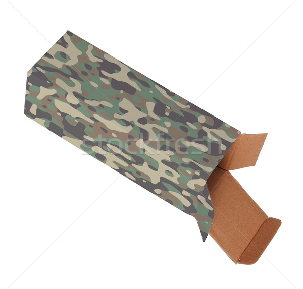 Camouflaged cardboard box on a white background Stock photo © michaklootwijk