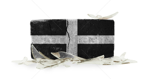 Durva törött tégla izolált fehér zászló Stock fotó © michaklootwijk