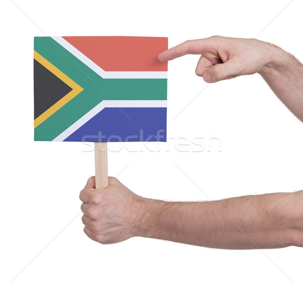 Foto stock: Mano · pequeño · tarjeta · bandera · Sudáfrica