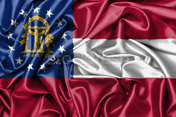 Satijn vlag geven Georgië textuur Stockfoto © michaklootwijk
