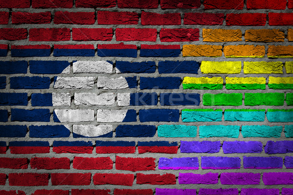 темно кирпичная стена правые Лаос текстуры флаг Сток-фото © michaklootwijk